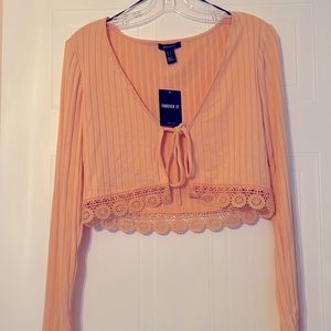 (NEW) Peach crop top cardigan